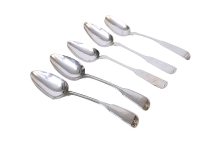 5 COIN SILVER LARGE SERVING SPOONS