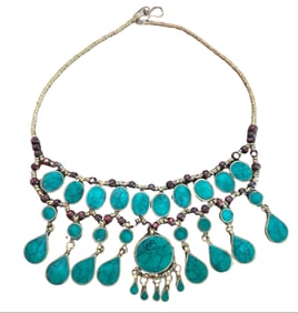 AFGHAN TURQUOISE AND BEAD NECKLACE