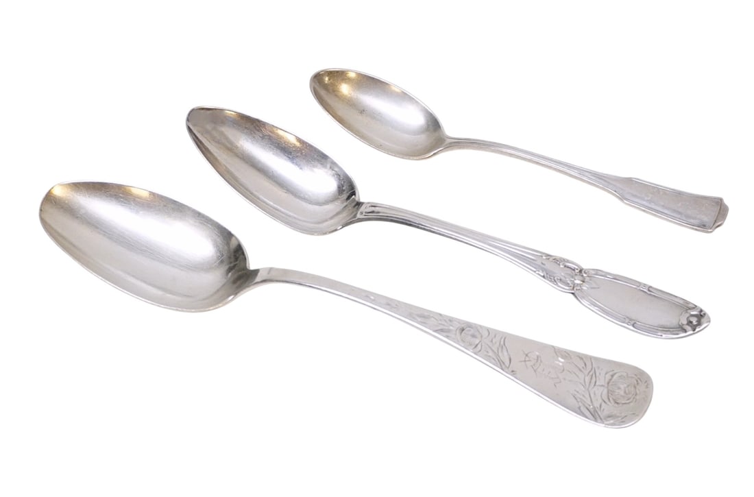 3 ANTIQUE STERLING SPOONS SERVING & TEASPOON (1 of 4)