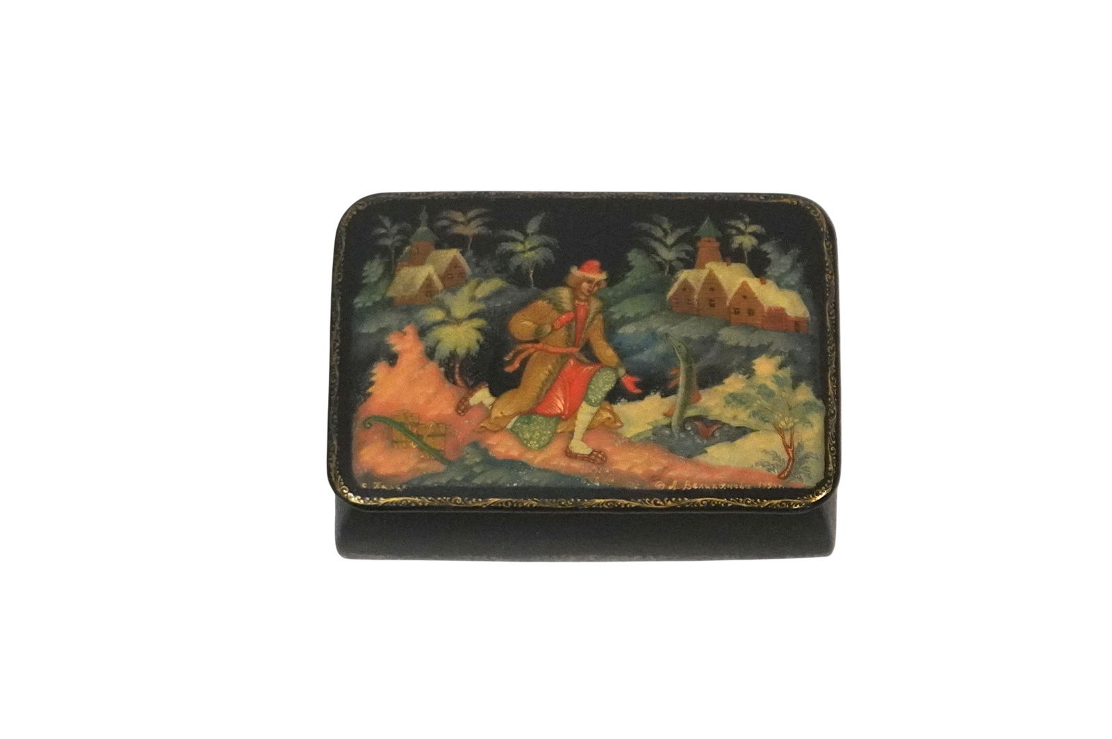 VINTAGE RUSSIAN PALEKH HAND PAINTED BOX (1 of 4)