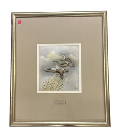 VINTAGE JAPANESE CHOKIN GOLD & SILVER DUCK ENGRAVING
