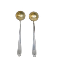 2 HUNGARIAN 1848 SILVER MASTER SALT SPOONS