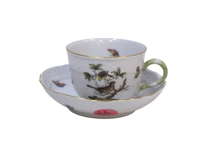 HEREND ROTHSCHILD BIRD TEACUP AND SAUCER