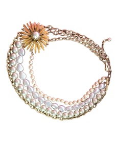 VINTAGE COSTUME PEARL AND GOLD MULTI-STRAND NECKLACE