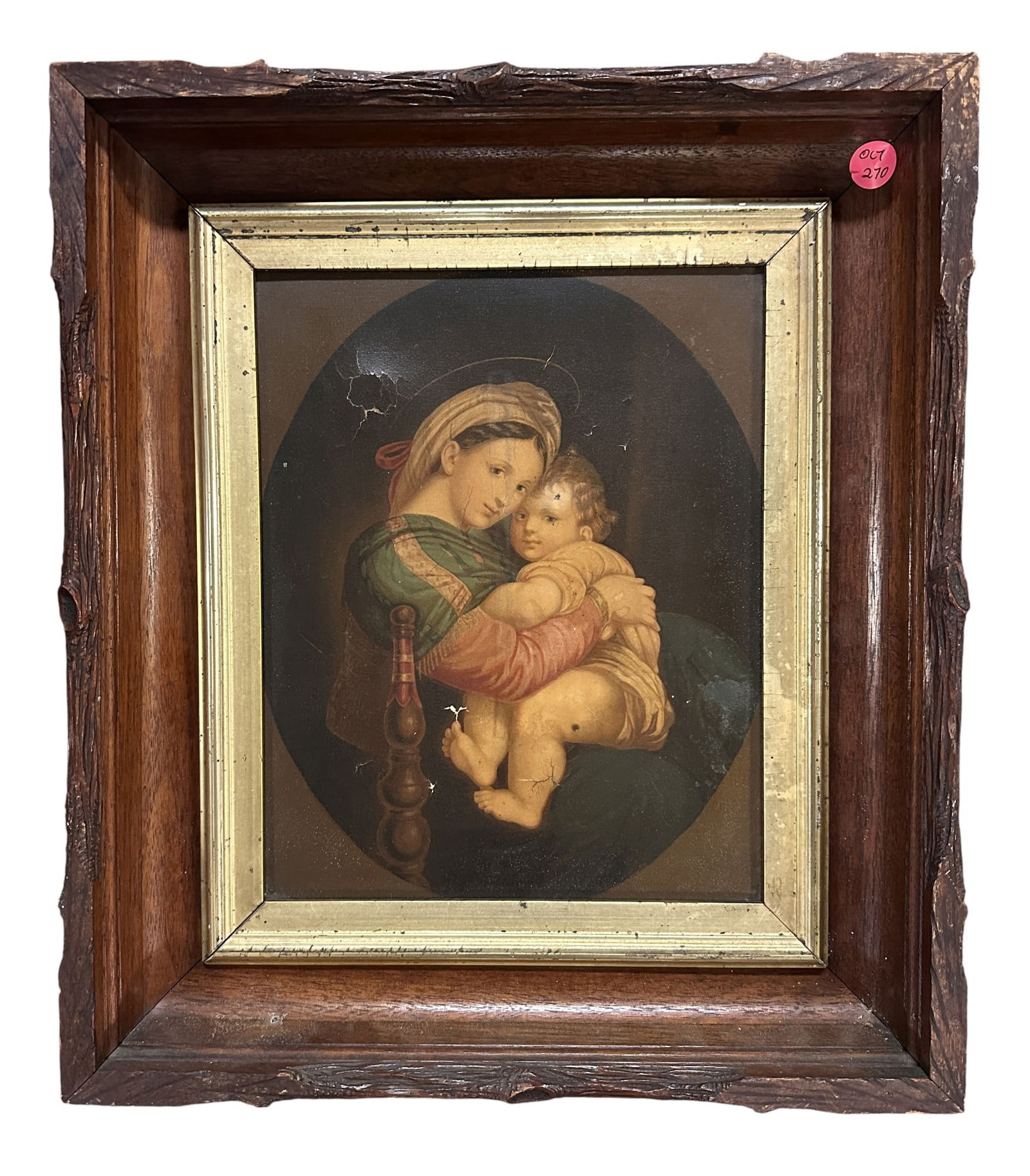 ANTIQUE REPRODUCTION RAPHAELS MADONNA & CHILD (1 of 2)