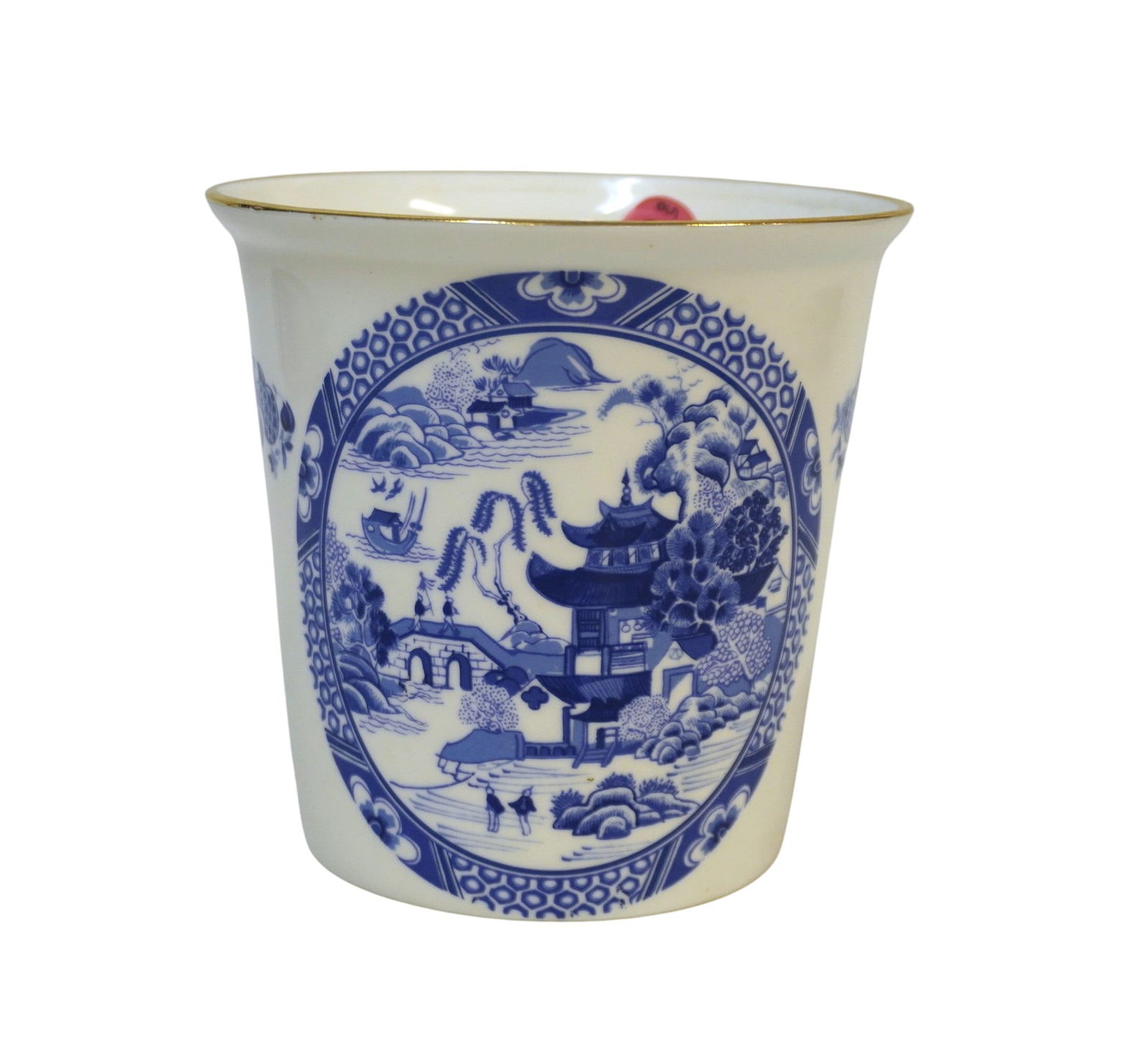 ASHLEY BONE CHINA BLUE WILLOW POT: Ashley Bone China Blue Willow Pot. Measures 5.25" x 5.5" and weighs 1 lb 3 oz.