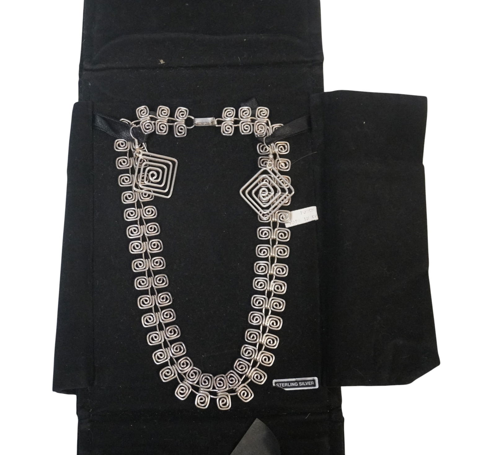 CII MEXICO 925 MODERNIST STERLING SILVER NECKLACE AND EARRING SET (1 of 6)