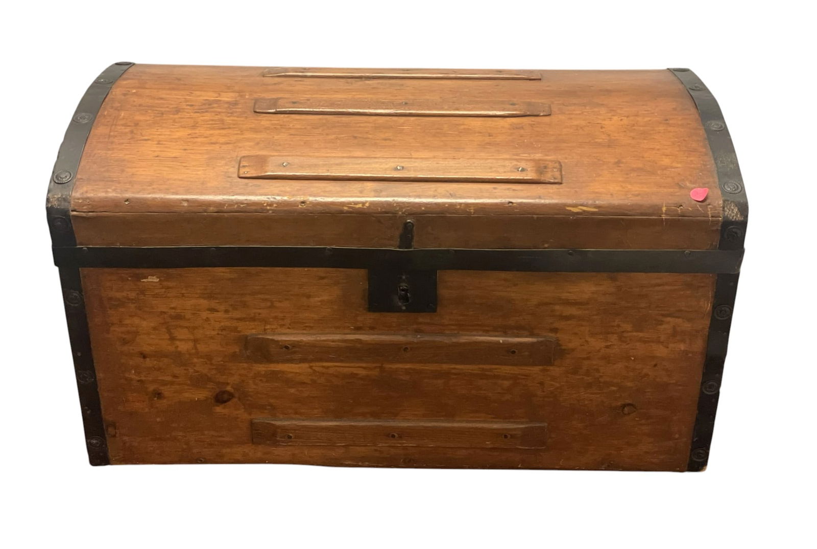 PRIMITIVE PINE CHEST WITH METAL TRIM (1 of 9)