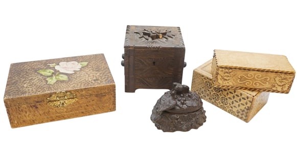 5 ANTIQUE / VINTAGE JEWELRY TRINKET BOXES
