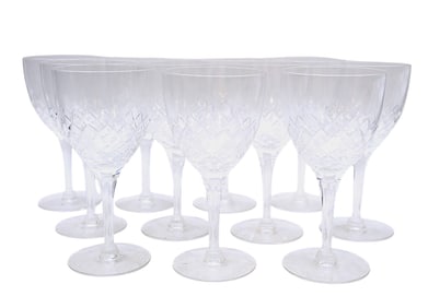 11 VINTAGE SENECA CRYSTAL WATER GOBLETS