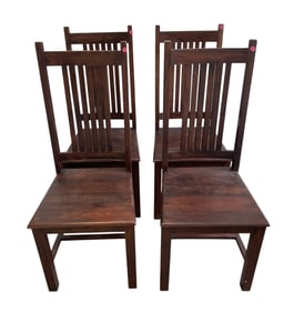 SET OF 4 AMISH SOLID WALNUT MISSION SIDE CHAIRS