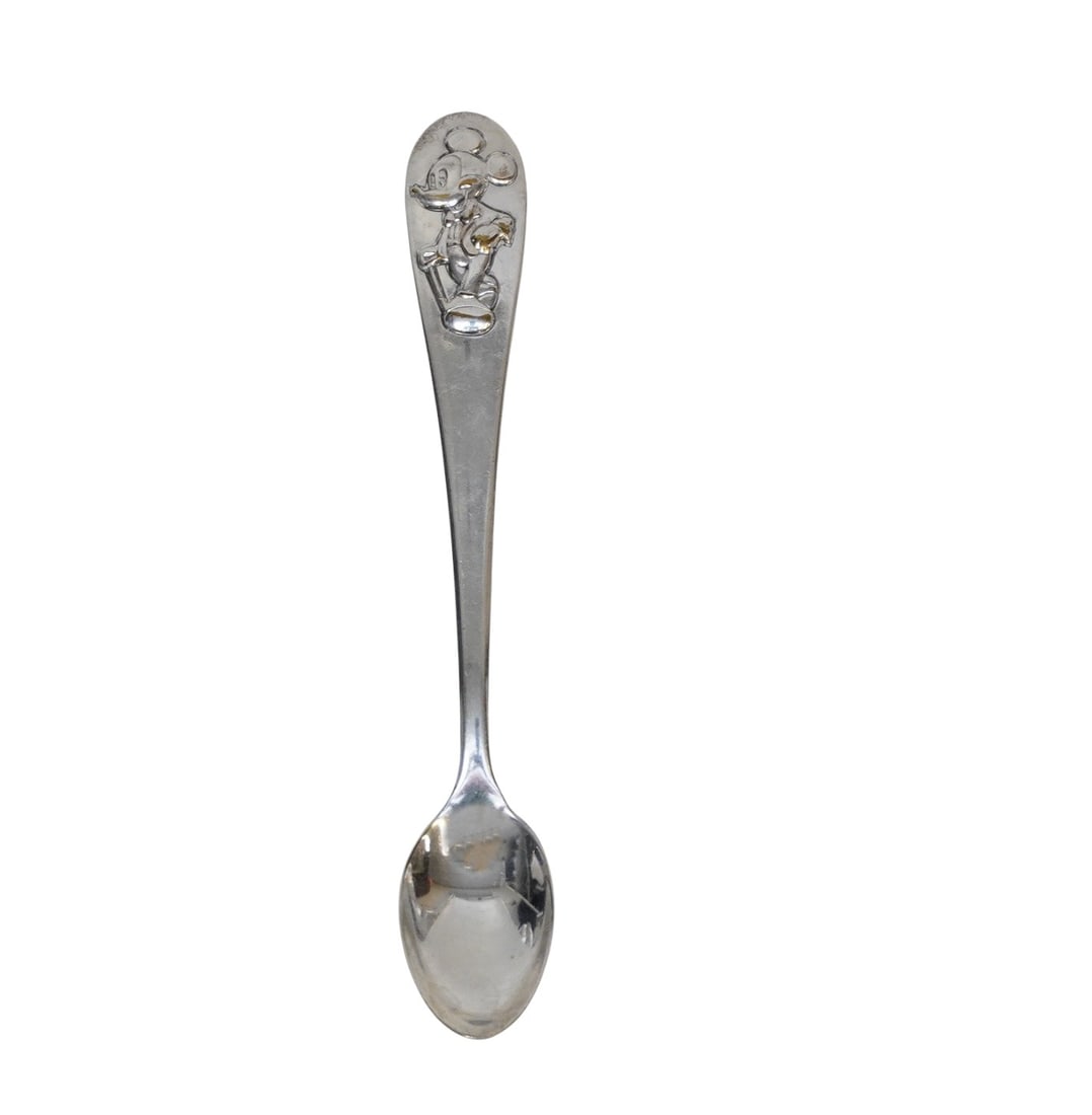 DISNEY REED & BARTON SILVERPLATE BABY SPOON: Disney Reed and Barton Mickey Mouse Silverplate Toddler / Baby Feeding Spoon. 5.65". Weight 1 oz.