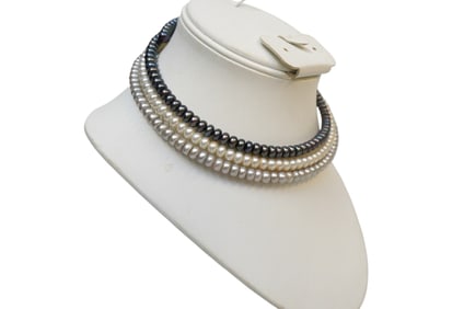 3 PEARL CHOKER NECKLACES