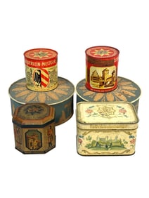 5 VINTAGE BISCUIT & CAKE TINS