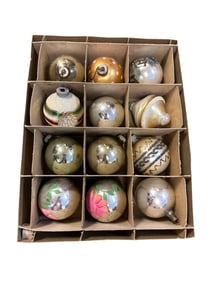 VINTAGE SHINY BRITE GLASS CHRISTMAS ORNAMENTS - 2 BOXES