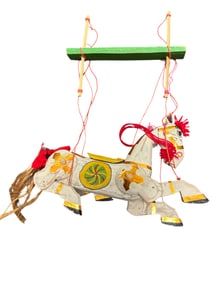 VINTAGE BURMESE FOLK ART HORSE MARIONETTE