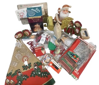 BOX OF VINTAGE/MCM CHRISTMAS DECOR