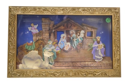 CHRISTMAS MUSICAL ANIMATED DIORAMA 17" SHADOW BOX