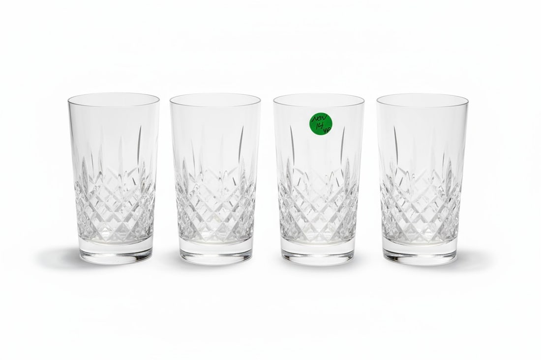4 ROGASKA CUT CRYSTAL HIGHBALL GLASSES: Four (4) Rogaska Cut Crystal Highball Glass Tumblers. Each piece, standing at 3"x5 3/8 inches. Weight on all 3 lbs 8 oz. **In house shipping available on this lot**