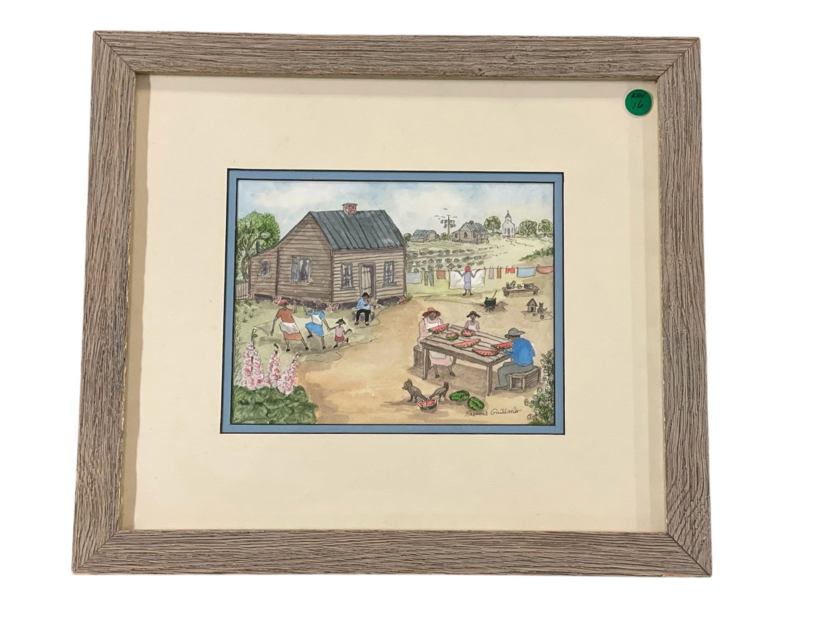 SAMUEL RAVENEL GAILLARD LOWCOUNTRY LITHO: Samuel Ravenel Gaillard Large Lowcountry Lithograph Framed. In frame measures 15"x17"x1/2". Weight 3 lbs. Samuel Ravenel Gaillard (1916-1999) was a Lowcountry artist known for his depictions of life i