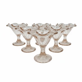 8 ITALIAN PINK GLASS LARGE SUNDAE GLASSES