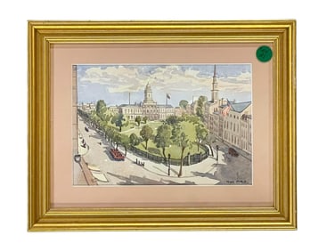 NEW YORK CITY HALL WATERCOLOR - JOHN FIELD