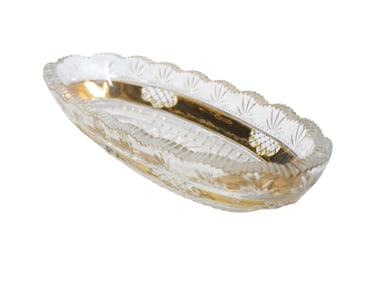 1920s BOHEMIAN ENAMELED & GILT CUT GLASS CELERY