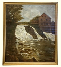ARTHUR W. MOORE (1840-1913) OLD MILL NEW YORK OIL PAINTING