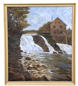 ARTHUR W. MOORE (1840-1913) OLD MILL NEW YORK OIL PAINTING