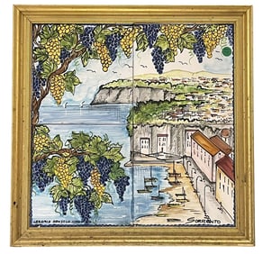 VINTAGE FRAMED HAND PAINTED ITALIAN TILES SORRENTO