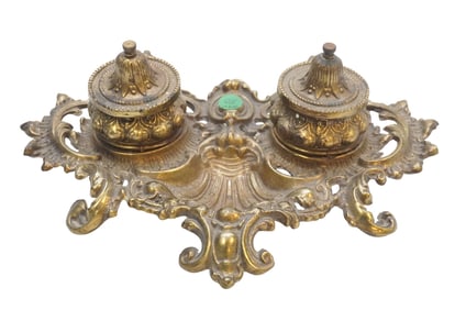 19TH C FRENCH ROCOCO STYLE DOUBLE INK STAND