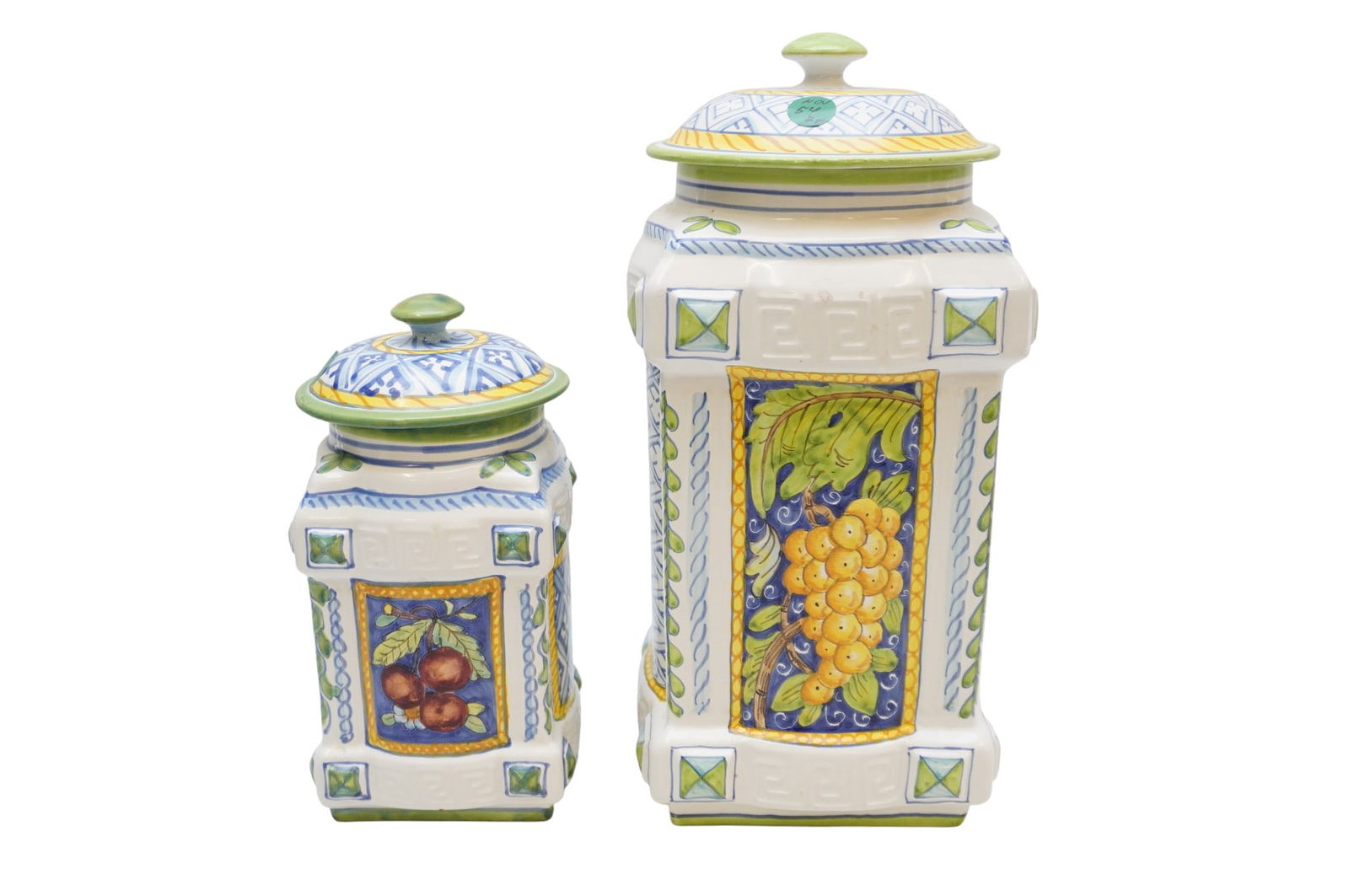 2 ITALIAN HAND PAINTED POTTERY CANISTERS (1 of 5)