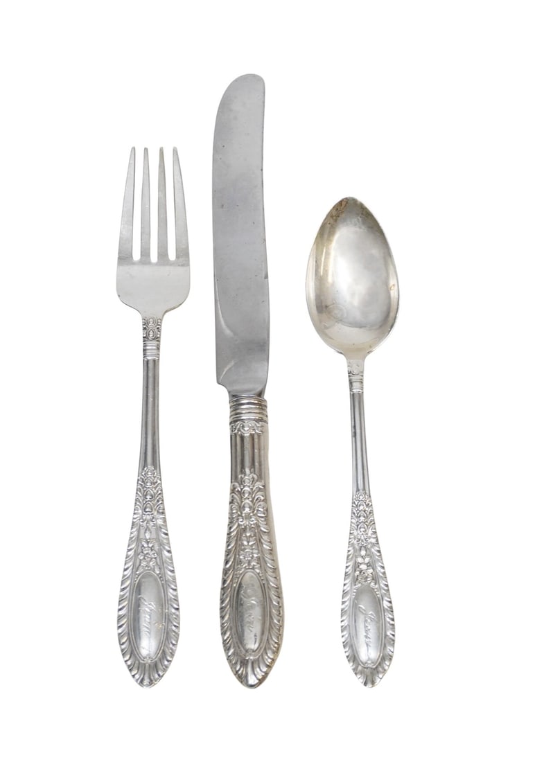 3 PC STERLING SILVER YOUTH SET GADROONETTE (1 of 2)