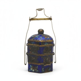 ANTIQUE CHINESE CLOISONNE MINIATURE WEDDING BOX