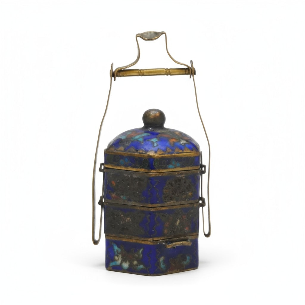 ANTIQUE CHINESE CLOISONNE MINIATURE WEDDING BOX (1 of 5)