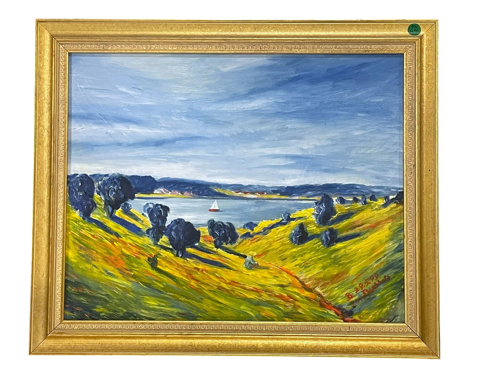 POST IMPRESSIONIST OIL ON BOARD COASTAL LANDSCAPE (1 of 3)