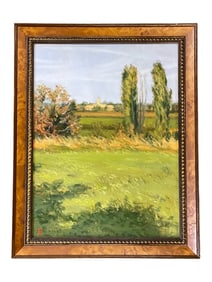 FRENCH PASTORAL LANDSCAPE OIL ON BOARD