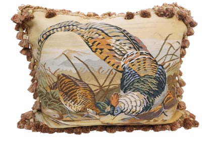 PHEASANT WEAVE II NEEDLEPOINT PILLOW - VILLAGE HOUSE