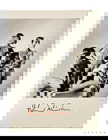 HELMUT NEWTON 1981 SIGNED DUOTONE BOOK PLATE: Rare Helmut Newton autographed "Paris 1981" duotone printed book plate. Published in 1982 Newton's Big Nudes book. 9" x 12 1/8". Weight 1 oz. Signed in felt pen on white boarder. In very good conditio