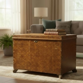 ANTIQUE ENGLISH SCUMBLE TRUNK ORIGINAL PAINT