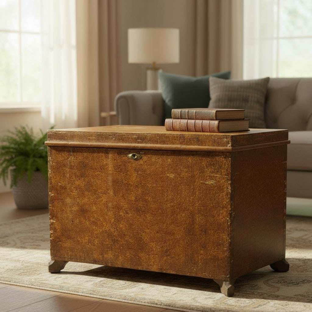 ANTIQUE ENGLISH SCUMBLE TRUNK ORIGINAL PAINT (1 of 7)