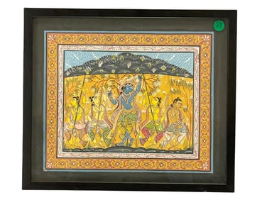 HAND PAINTED PATTACHITRA KRISHNA ON SILK