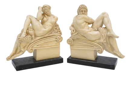 A SANTINI NIGHT & DAY BOOKENDS MICHELANGELO