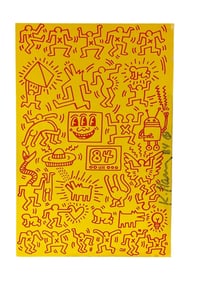 KEITH HARING SIGNED 1984 ILLUSTRATION ART IN TRANSIT