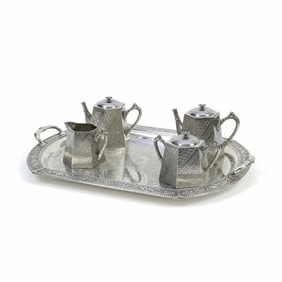 JAMES TUFTS BOSTON AESTHETIC TEA SERVICE WITH TRAY