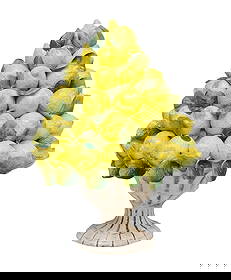 LARGE CAPODIMONTE LEMON CENTERPIECE: Large Capodimonte Italian Lemons Topiary Compote Centerpiece.Measures 12"x12"x19". Weight 14 lbs. a few leaves chipped, hairline to bottom only **In house shipping available on this lot**