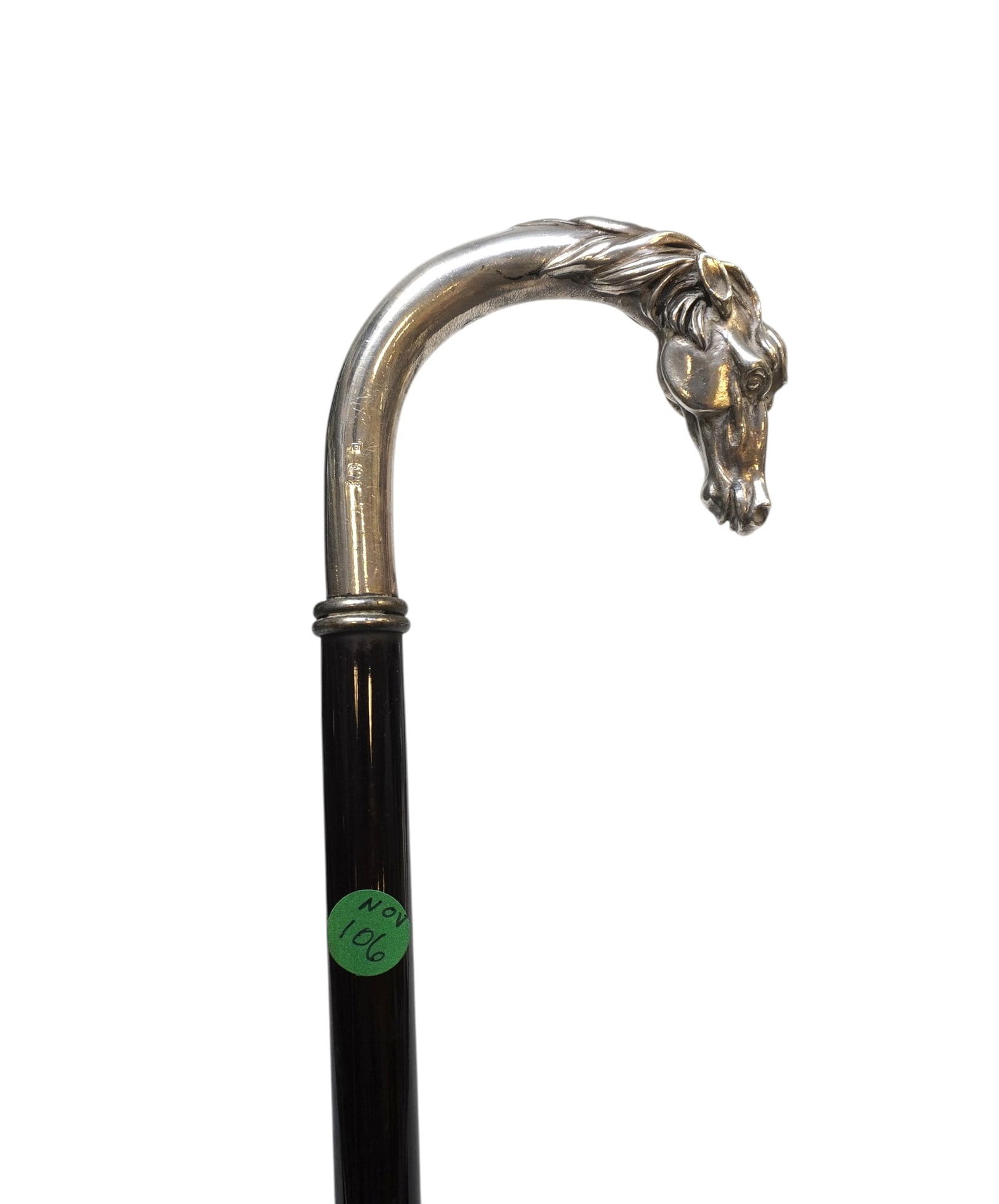 ANTIQUE STERLING HORSE HEAD CANE / WALKING STICK (1 of 4)