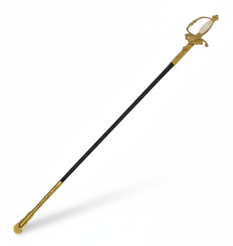 19th c SWEDISH COURT SWORD GILDED BRONZE WITH SHEATH (1 of 5)