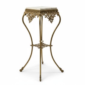 ANTIQUE FRENCH GILT BRONZE & MARBLE PLANT STAND