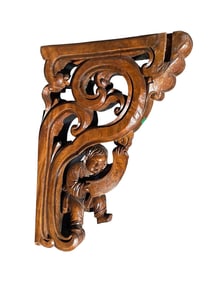 PAIR HAND CARVED CHINESE FIGURAL CORBELS